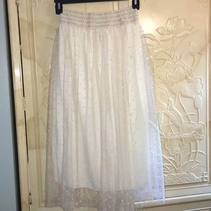 Beautiful flowing cream skirt with overlay lace!